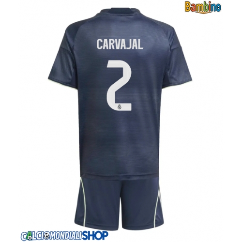 Maglie da calcio Real Madrid Daniel Carvajal #2 Seconda Maglia Bambino 2025-26 Manica Corta + Pantaloni corti)